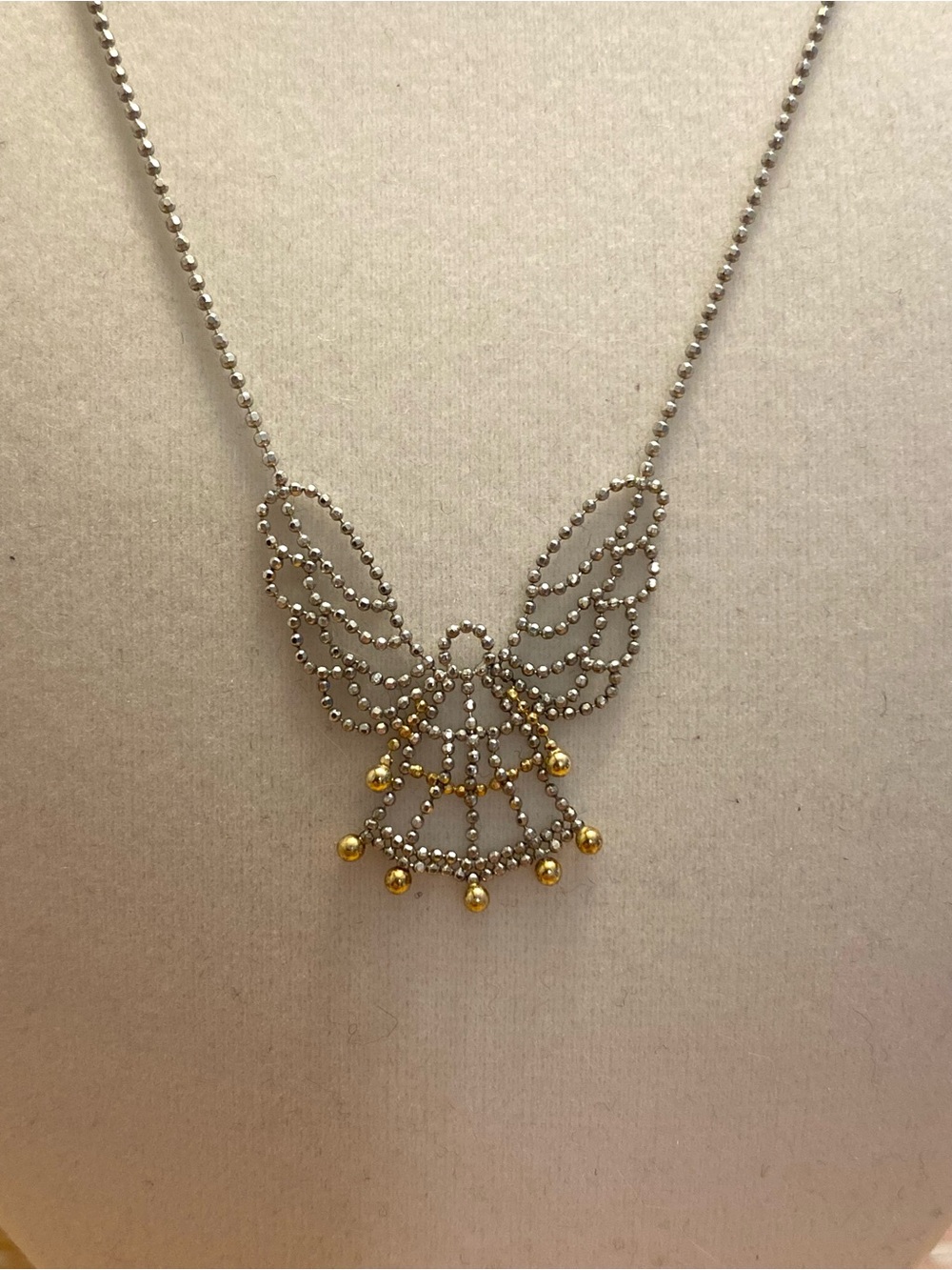 Vintage Ralph Lauren Sterling Silver & 10K Angel Necklace